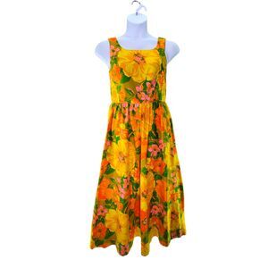 S Vintage Lord & Taylor Flower Power Mod 60's Sleeveless Sun Dress Floral